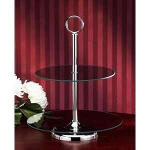  Elegant Two Tier Silver Plated Glass Server Kitchen 