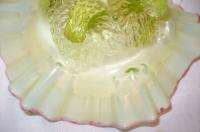 AWESOME YELLOW OPALESCENT ART GLASS FOOTED BOWL CRANBERRY WAVE CREST 