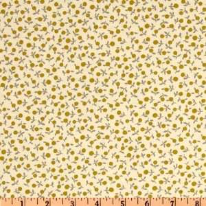  44 Wide Anna Griffin Penelope Floral Buds Gold Fabric By 