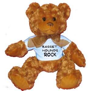  Basset Hounds Rock Plush Teddy Bear with BLUE T Shirt 
