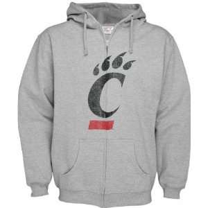  Cincinnati Bearcats Grey Distressed Mascot Full Zip Hooded 