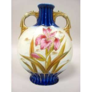  Flow Blue Victorian Double Handle Vase