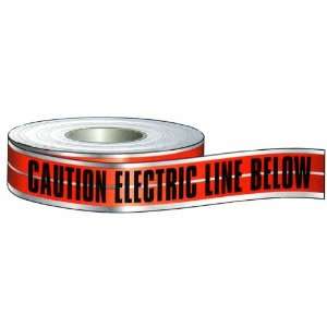   With Caution Buried Electric Line Below, Red, 6 Width, 1000ft Length