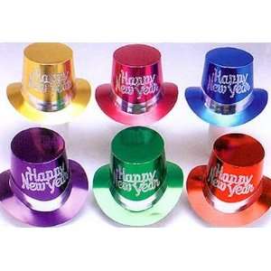  Party Time New Year Tinsel Top Hats, Assorted Colors (36 