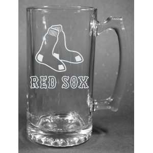   Sox Laser Etched 27oz Glass Beer Mug 