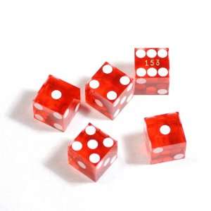    Red Precision Dice   Set of 5 with Plastic Case Toys & Games