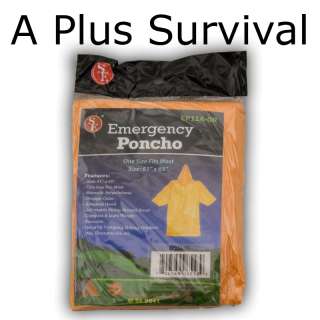   Emergency Hooded Poncho for Camping Survival Emergency Backpack Kit
