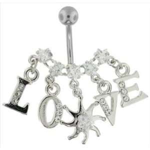  LOVE Stars and Sun Charm Belly Button Ring FreshTrends 
