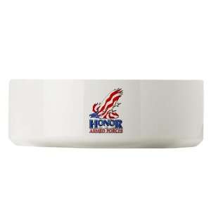   Cat Food Water Bowl Honor Our Armed Forces US American Flag and Eagle