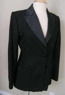 Tommy Hilfiger Peak Lapel Tuxedo Blazer Black 4 Wool Blend Perfect 