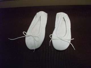 Girls White Leather Ballet Slippers Shoes child size L  