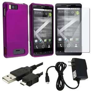 Snap on Ruber Coated Case ( Dark Purple ) + Travel Wall Charger + USB 