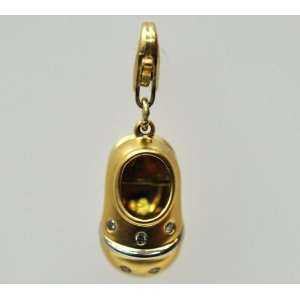  14kt Yellow Gold & 0.05ct Round Diamond Shoe Charm, for Charm 