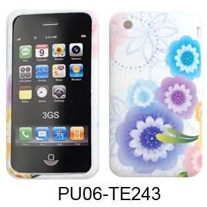  Apple iPhone 1G/2G/3G/3GS PU Skin, 4 Colorful Flowers on 