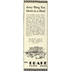  1929 Ad Chicago Lodging Drake Hotel Building Architecture Rates 
