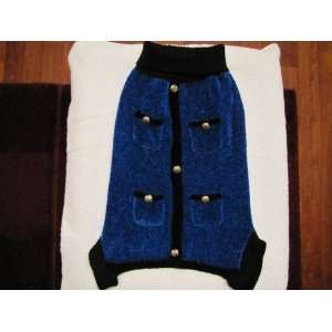  Handknit Blue Dog Sweater Medium 