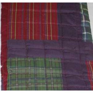  Rich Burgandy Blue & Green Plaid Quilt Twin Bed Comforter 