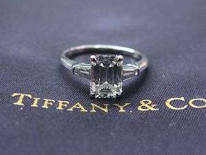 Tiffany & Co Platinum Emerald & Baguette Diamond Engagement Ring 1 
