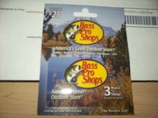 Bass Pro Shops Gift Card $25 NEW Call, Go in or go online to shop 