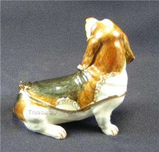 Bassett Hound Dog Trinket Box w Pendant Jeweled  