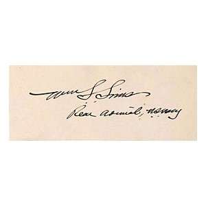 William S. Simms Rear Admiral U.S. Navy Autographed / Signed Cut Card