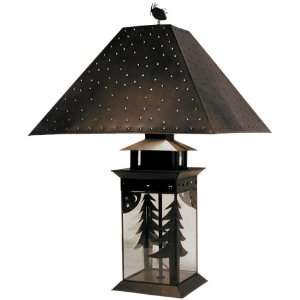  Rustic Tree and Moon Table Lamp with Shade and Finial 