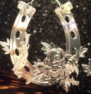   Johnson 3 1/2 SILVER CUT OUT HORSESHOE ROSES w/ THORNES EARRINGS
