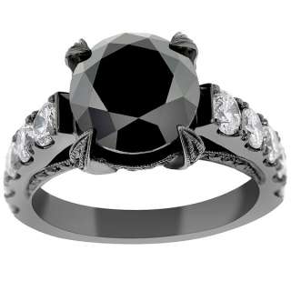   Diamond Engagement Ring Vintage Style 14K Black Gold DD BDR 053  