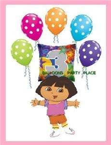 DORA THE EXPLORER 3rd birthday polka dot balloons PARTY  