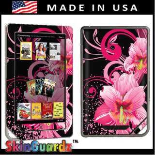 Pink Flower Vinyl Case Decal Skin To Cover  Nook Color 