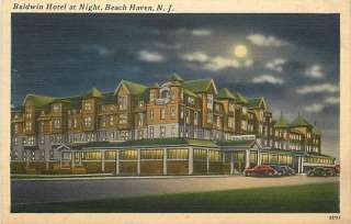 NJ BEACH HAVEN BALDWIN HOTEL AT NIGHT TOWN VIEW T78627  