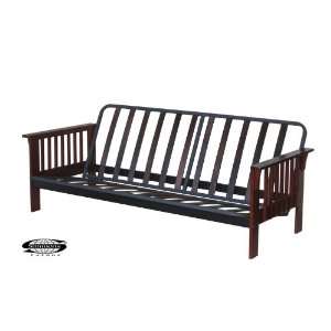  Futon Bed Frame Mission Arm Design in Rich Mahogany
