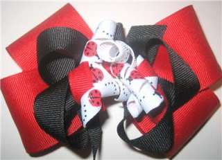Ladybug Boutique Hair Bow Korker Red Black Girls Baby  