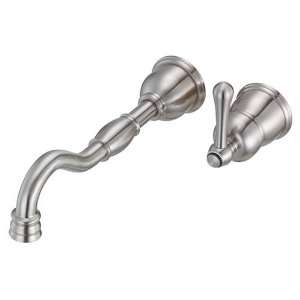   Wall Mount Lavatory Faucet with Brass Drain Assembly, Brushed Nickel