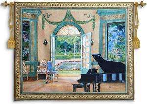THE MUSIC ROOM MONET GRAND PIANO WALL HANGING TAPESTRY  