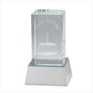  Birthday Glass Cube with LED Base