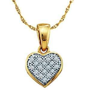  10k Yellow Gold Diamond Heart Pendant w/ Chain 