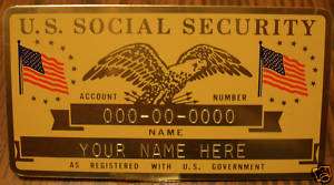 Metal Social Security ID Card Flags Custom Engraved  
