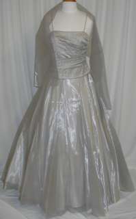   Ball Gown Dress Party Gala Prom Evening Pageant Silver M 8 NEW  