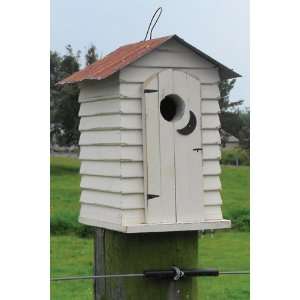  Custom Decor Rustic Country White Outhouse Moon Birdhouse 