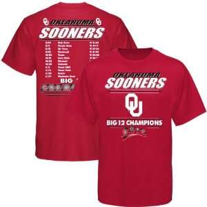   Sooners Youth Crimson 2010 Big 12 Champions Schedule T shirt (Large