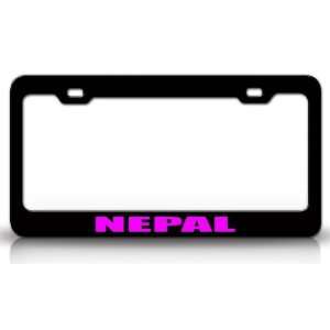  NEPAL Country Steel Auto License Plate Frame Tag Holder, Black 