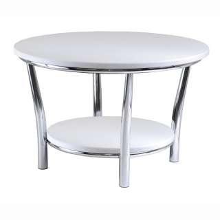 Maya Large Round Top White Coffee Table MDF / Metal NEW  