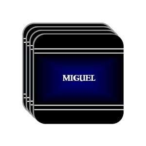 Personal Name Gift   MIGUEL Set of 4 Mini Mousepad Coasters (black 