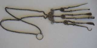 Antique Berber personal silver grooming kit, 6 tools  