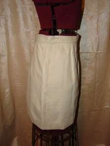 Vintage Womans Bermans White Creme Leather Skirt Sz 10  