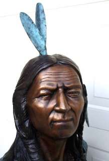 MUSEUM QUALITY BRONZE SCULPTURE  INDIAN CHIEF  38 inch  