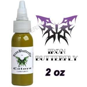  Iron Butterfly Tattoo Ink 2 OZ CAMO GREEN Pigment NEW Health 