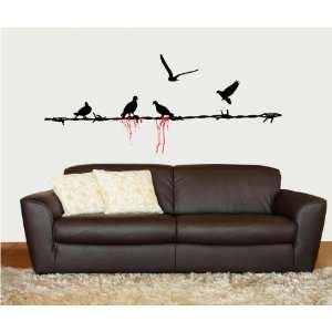    Removable Wall Decals  Two bleeding birds on wire