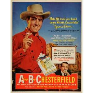 1950 Ad ABC Chesterfield Cigarettes Tyrone Power Color 20th Century 